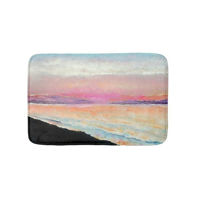 Beach Lake Pastel Sunset Art Bathroom Mat (Front)
