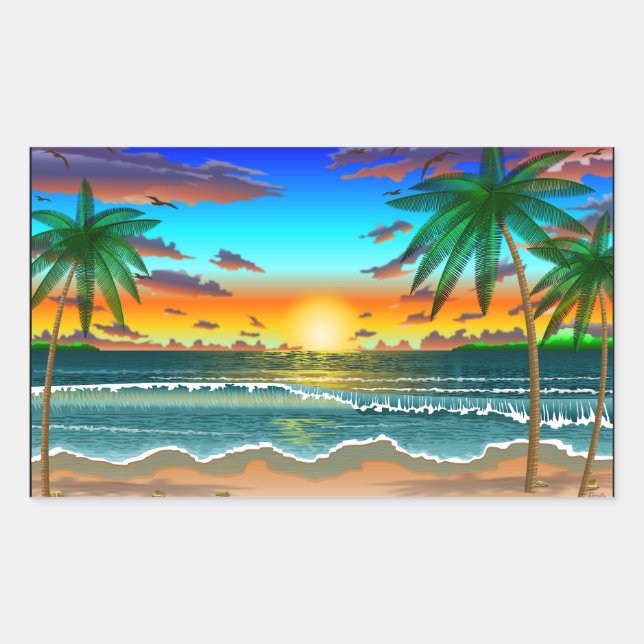 Beach Landscape scenery sticker (Front)