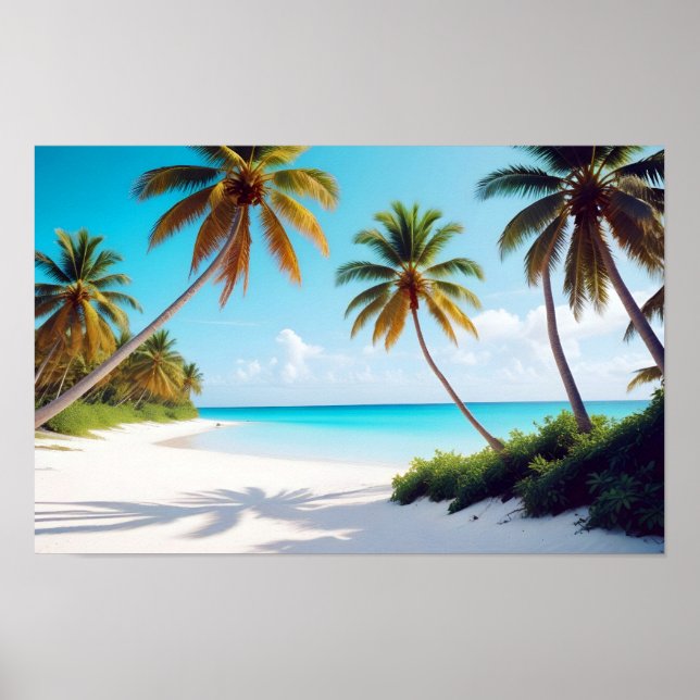 Beach Landscape Tropical Island Relaxing Tranquil  Poster (Front)
