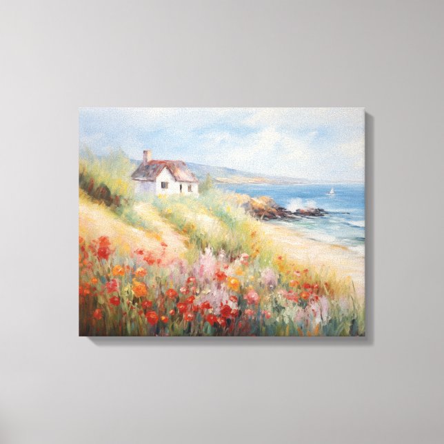 Beach Landscape Vintage Canvas Print (Front)