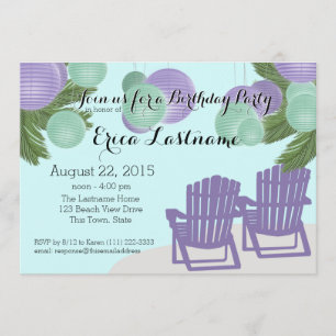 Beach Lanterns and Adirondack Chairs Invitation