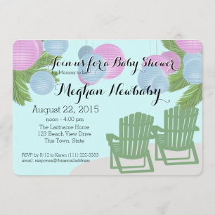 Beach Lanterns Baby Shower Invitation