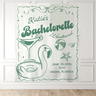 Beach Last Toasd Green Bachelorette Party Tapestry