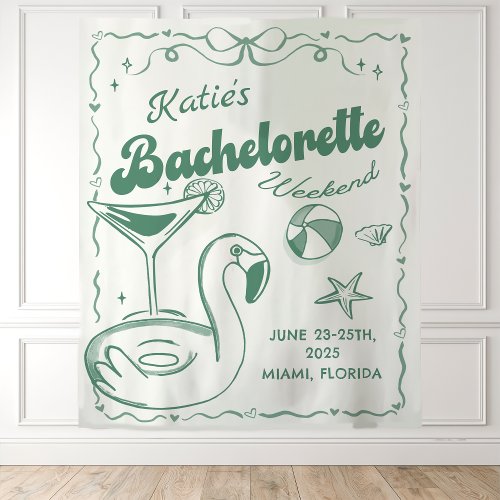 Beach Last Toasd Green  Bachelorette Party Tapestry