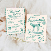 Beach Coastal Handdraw Blue Bachelorette Weekend Invitation