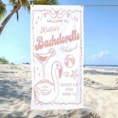  Beach Last Toast Pink Bachelorette Weekend Banner