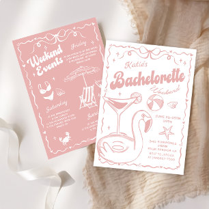 Beach Last Toast Pink Bachelorette Weekend Invitation