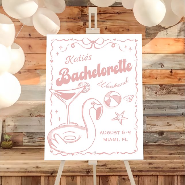 Beach Last Toast Pink Bachelorette Weekend Welcome Foam Board (Creator Uploaded)