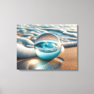 Beach Lens Ball With Ocean Wave Canvas Print