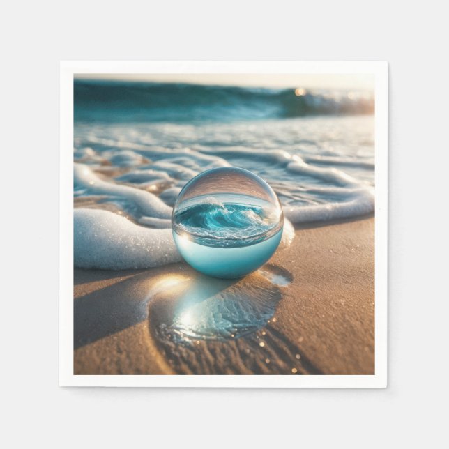 Beach Lens Ball With Ocean Wave Napkins (Front)
