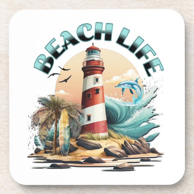 Beach Life Beverage Coaster (Front)
