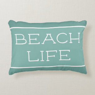 Beach Life Blue Green Sea Salt Accent Pillow