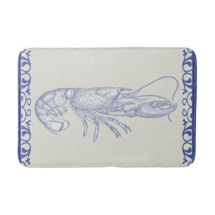 Beach Life Blue Lobster on Cream Bathroom Mat