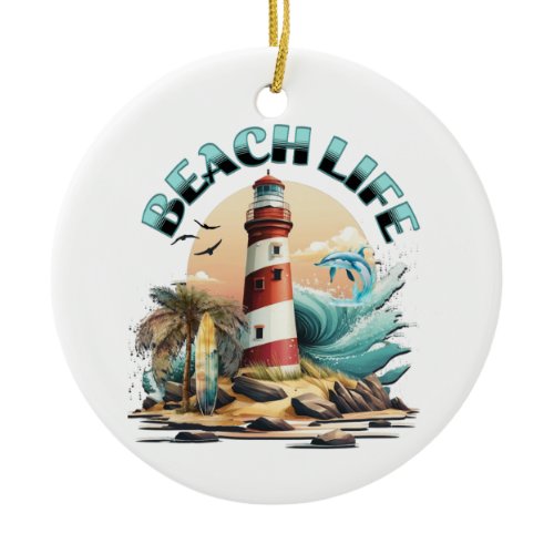 Beach Life Ceramic Ornament