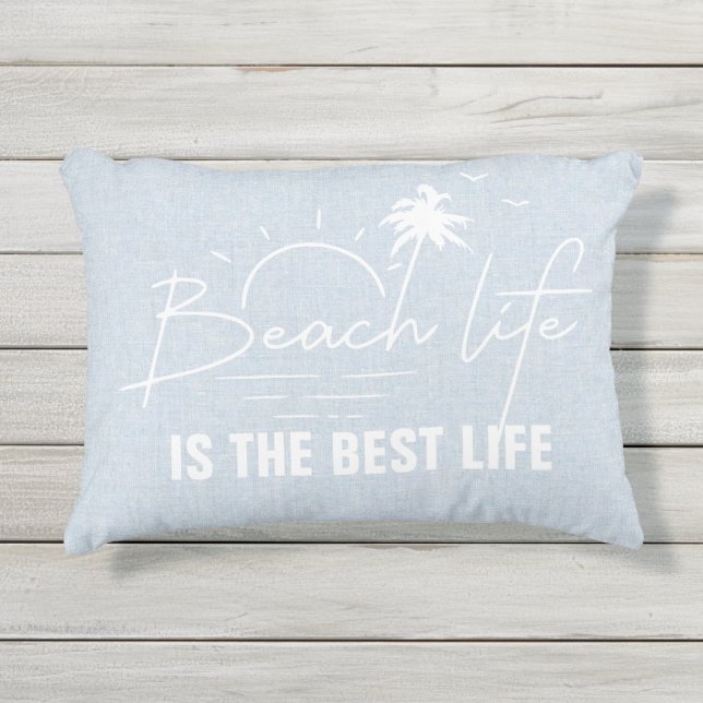 Beach Life Coastal Home Decor Accent Pillow  (Front)