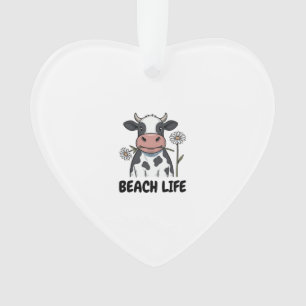 Beach Life Cow Vintage Engraving T-Shirt Design_1 Ornament