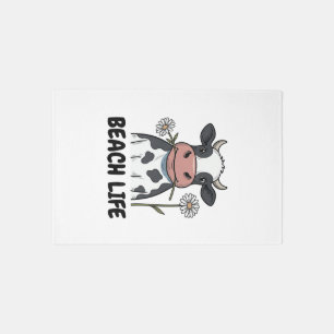 Beach Life Cow Vintage Engraving T-Shirt Design_1 Rug