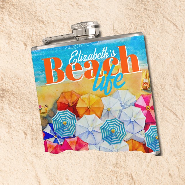 Beach Life Flask (Beach life flask, personalize for yourself or give as a gift.)