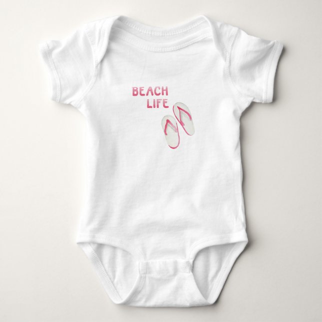 Beach Life Flip Flops Baby Bodysuit (Front)