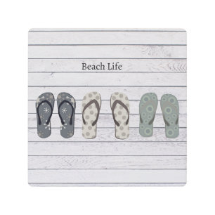 Beach Life Flip Flops Coastal Boardwalk Decor