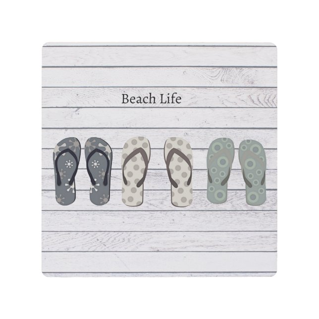 Beach Life Flip Flops Coastal Boardwalk Decor (Front)