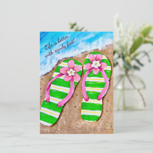 Beach Life Flip Flops Flat Note Cards