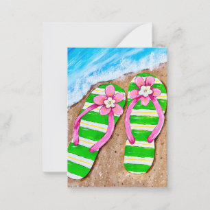 Beach Life Flip Flops Flat Note Cards