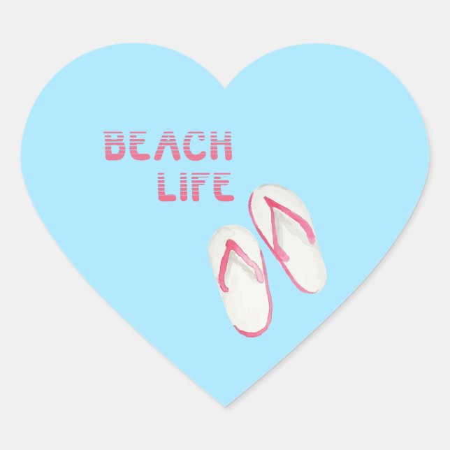 Beach Life Flip Flops Heart Sticker (Front)