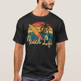 Beach Life Graphic Surf Lover Retro Sunset T-Shirt