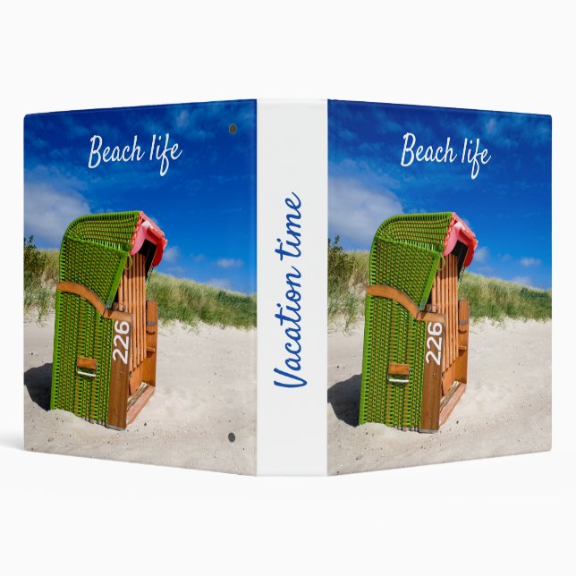 Beach life Green Beach chair photo with text 3 Ring Binder (Background)