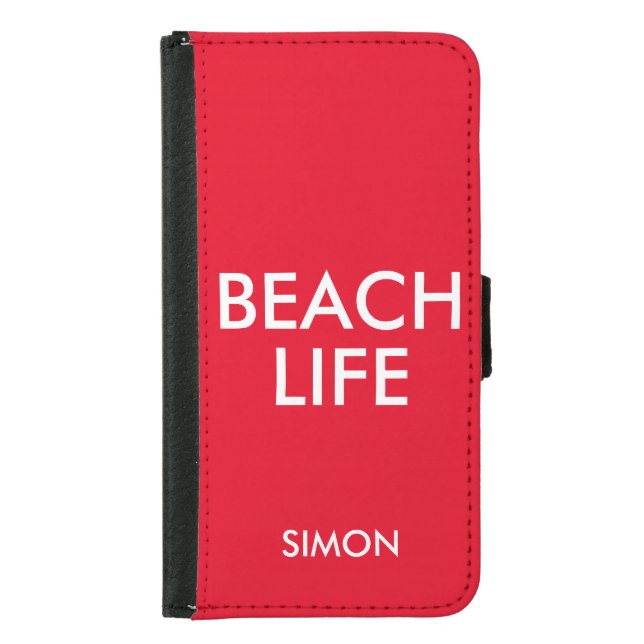 Beach Life Lifeguard Gift Red Samsung Galaxy Wallet Case (Front)
