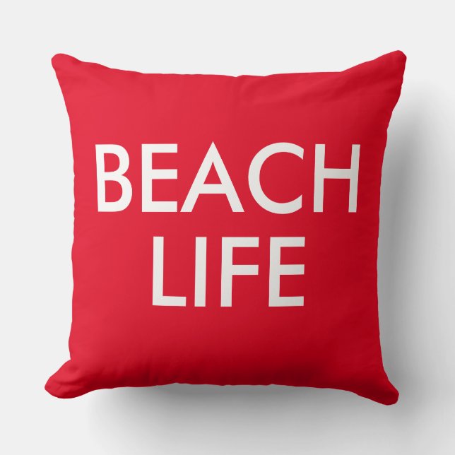 Beach Life Lifeguard Gift red Throw Pillow (Front)