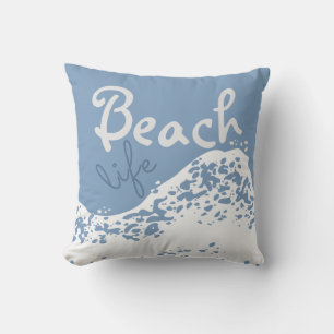 beach life light dusk blue wave splashes throw pillow