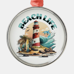 Beach Life Metal Ornament