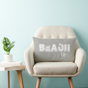 Beach Life Ocean Lover Gray Throw Pillow