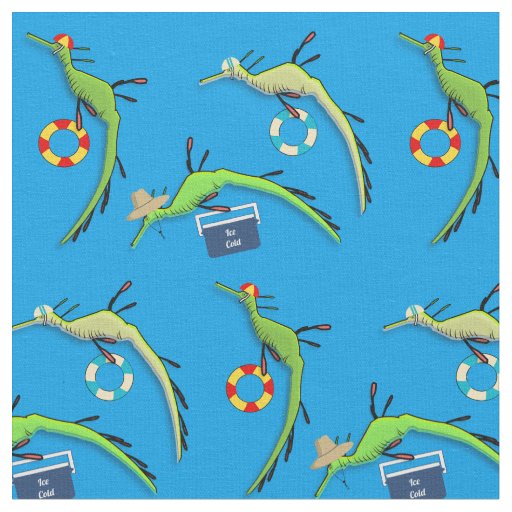 Beach life of Weedy Sea Dragons Fabric