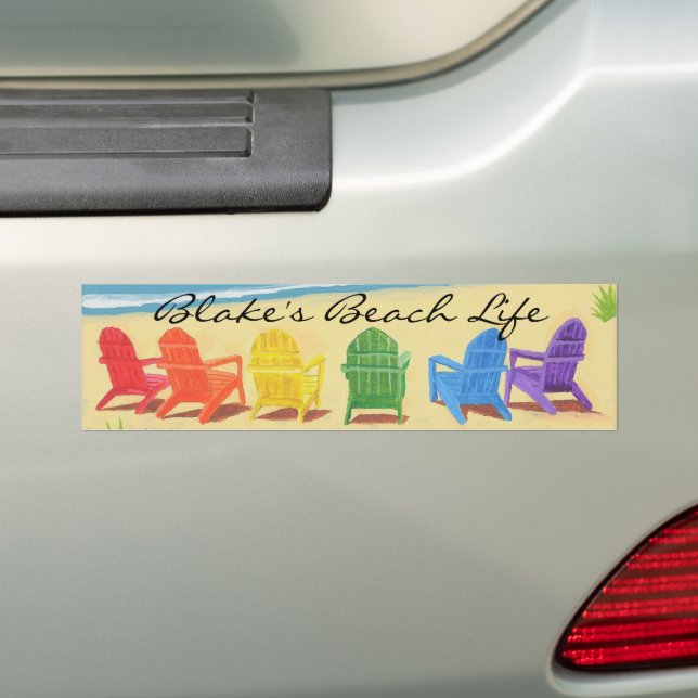 Beach Life Personalized Bumper Sticker (On Car)