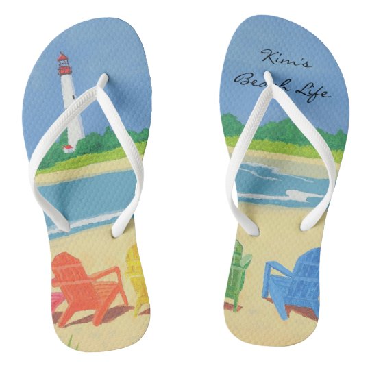 Beach Life Personalized Flip Flops | Zazzle.com