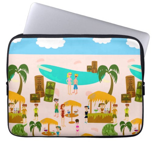 Beach Life Pool Party Character Illustration  Laptop Sleeve