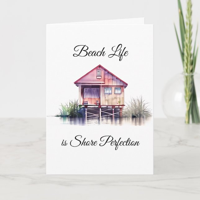 Beach Life Pun | Just Saying Hi Personalized Card (Front)