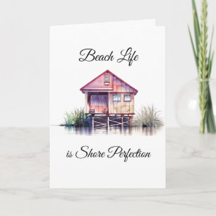 Beach Life Pun   Just Saying Hi Personalized Card