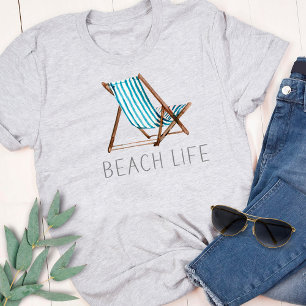 Beach Life Quote Nautical Beach Summer Chair T-Shi T-Shirt