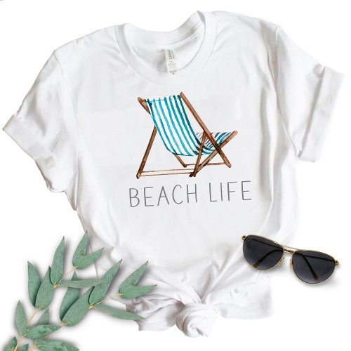 Beach Life Quote Nautical Beach Summer Chair T_Shirt