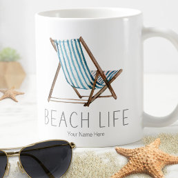 Beach Life Quote Nautical Summer Vacation Chair Coffee Mug