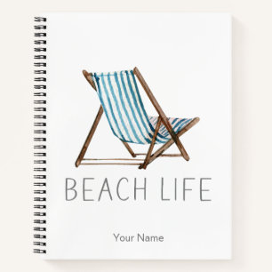 Beach Life Quote Nautical Summer Vacation Chair Notebook