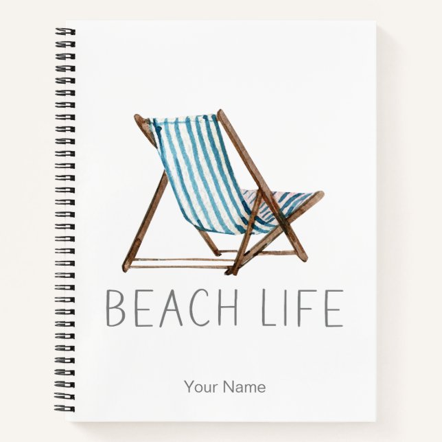 Beach Life Quote Nautical Summer Vacation Chair  Notebook (Front)
