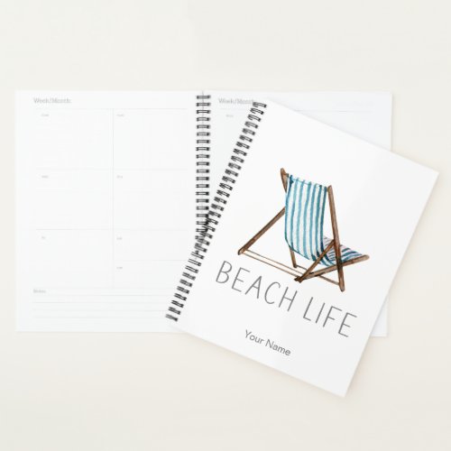 Beach Life Quote Nautical Summer Vacation Chair  Planner