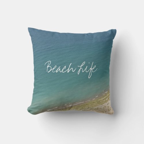 Beach Life Quotes Ocean Shore Blue White Cute  Outdoor Pillow