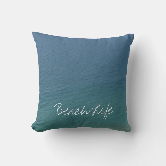Beach Life Quotes Ocean Water Blue Abstract Cool Outdoor Pillow (Front)
