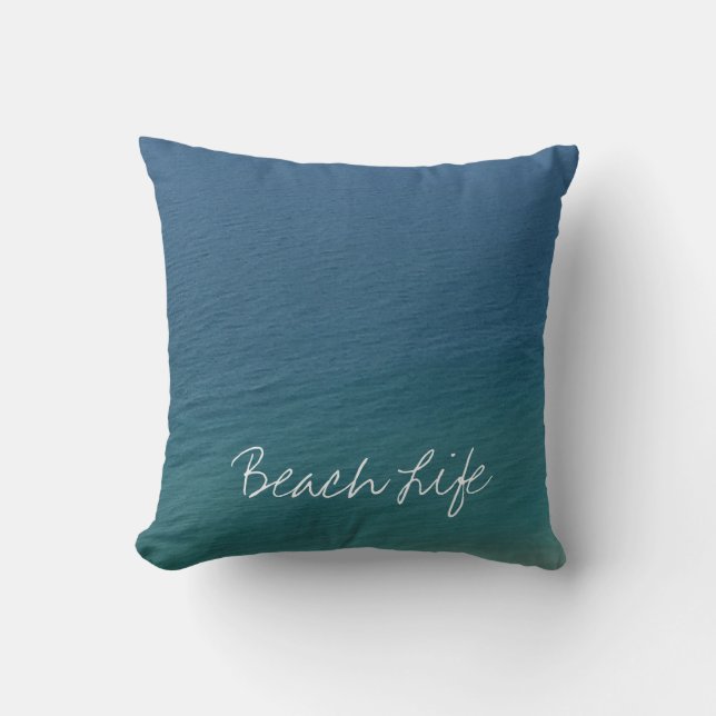 Beach Life Quotes Ocean Water Blue Abstract Cool  Throw Pillow (Front)